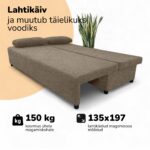 DVIGULĖ IŠSKLEIDŽIAMA SOFA LOVA BE PORANKIŲ ŠVIESOS - Vaizdas 4
