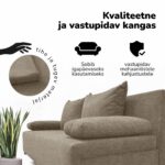 DVIGULĖ IŠSKLEIDŽIAMA SOFA LOVA BE PORANKIŲ ŠVIESOS - Vaizdas 2