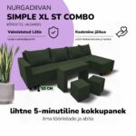 DIDELĖ KAMPINĖ SOFA-LOVA SU STALU IR STALTIESE XL ST COMBO