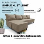 DIDELĖ KAMPINĖ SOFA BE PORANKIŲ XL ST LIGHT - Vaizdas 8